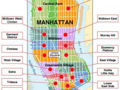 Mapa de localización de las zonas de Manhattan